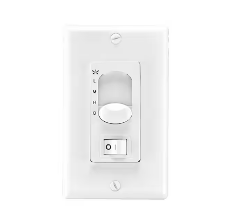 Pyatt 3-Speed Slide Ceiling Fan Wall Switch, Light On/Off Rocker Switch - 91009070140