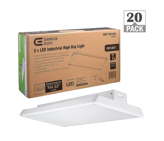 2 ft. 18000 Lumens 171-Watts Integrated LED High Bay Light 120-277V 5000K Daylight Dimmable (20-Pack) - 91009275488