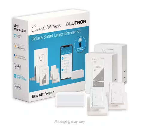 Caseta Smart Lighting Lamp Dimmer (2 Count) Kit with Smart Hub, Pedestals for Pico Remotes (P-BDG-PKG2P)