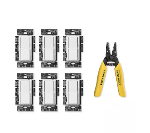 Diva LED+ Dimmer Switch, White, Klein 6-1/4 in. Wire Stripper/Cutter for 10-18 AWG Solid Wire (DVCL-6PKR1018WC) - 91004685298