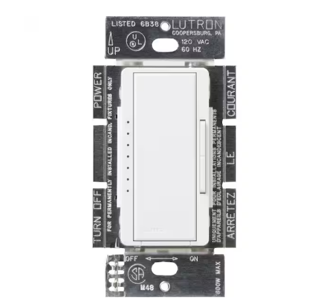 Maestro Digital Dimmer Switch for Electronic Low Voltage, 600W/Multi-Location, White (MAELV-600-WH) - 91000239076
