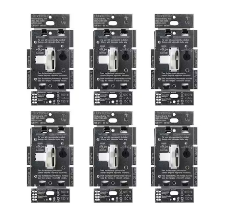 Toggler LED+ Dimmer Switch for Dimmable LED, Halogen/Incandescent Bulbs, Single-Pole/3-Way, White (TGCL-6PKR-WH)