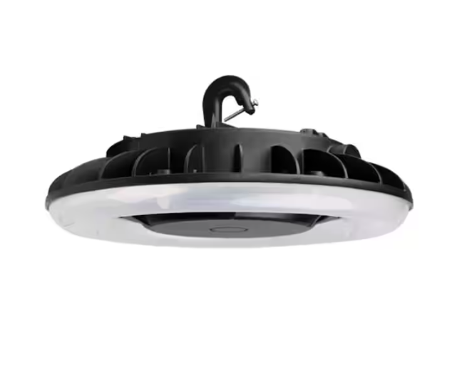 13 in. 175-Watt Equivalent Integrated LED Dimmable Black Economy UFO High Bay Light, 5000K