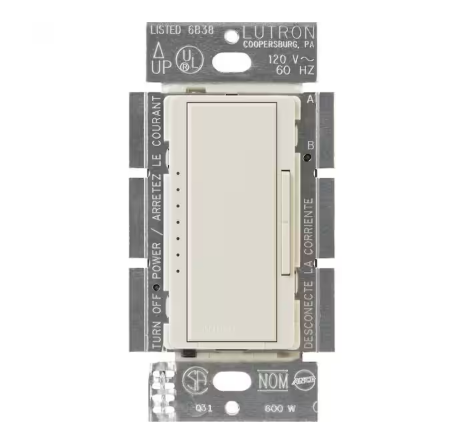 Maestro Digital Dimmer Switch for Electronic Low Voltage, 600W/Multi-Location, Light Almond (MAELV-600-LA)