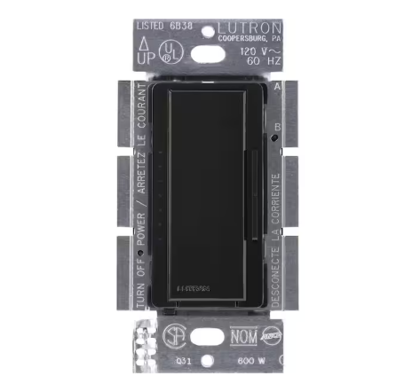 Maestro Digital Dimmer Switch for Electronic Low Voltage, 600W/Multi-Location, Black (MAELV-600-BL)