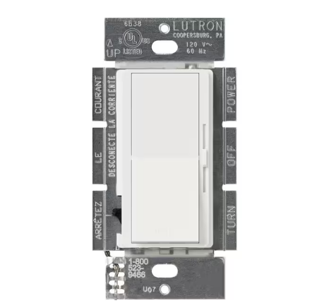 Diva Dimmer Switch for Incandescent and Halogen Bulbs, 1000-Watt/Single Pole or 3-Way, Snow (DVSC-103P-SW)