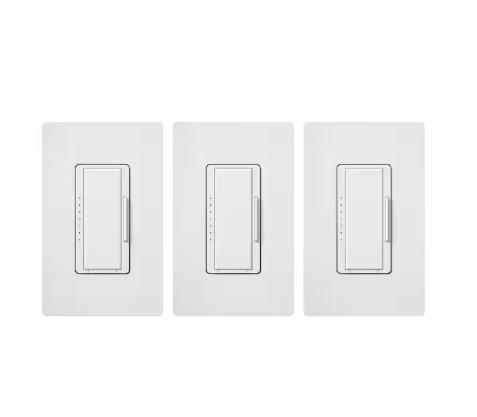 Maestro LED+ Dimmer Switch w/Wallplate for Dimmable LED Bulbs, 150W/Single-Pole or Multi-Location, White (MACL-3PKRW-WH)