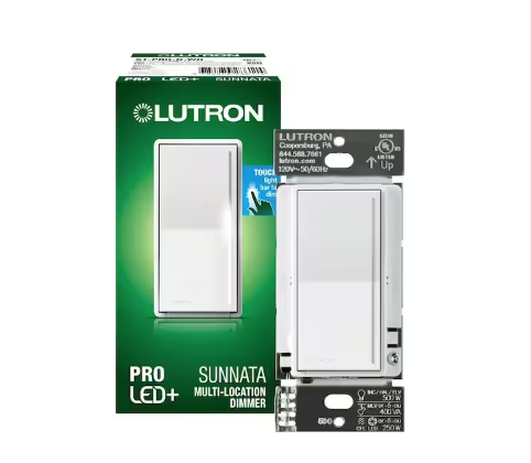 Sunnata Pro LED+ Touch Dimmer Switch, for 500W ELV/MLV, 250W LED, Single Pole/Multi Location, White (ST-PRO-N-WH) - 91007503326