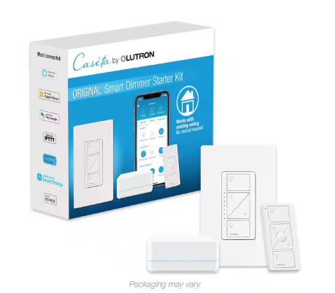 Caseta Smart Lighting Dimmer Switch Starter Kit with Smart Hub (P-BDG-PKG1W) - 91001604916