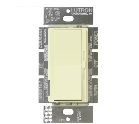 Diva Dimmer Switch for Electronic Low Voltage, 300-Watt/Single-Pole or 3-Way, Almond (DVELV-303P-AL)