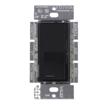 Diva Dimmer Switch for Incandescent and Halogen Bulbs, 1000-Watt/Single Pole or 3-Way, Black (DV-103P-BL)