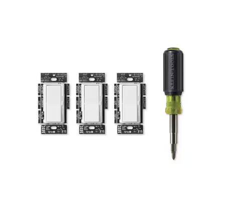 Diva LED+ Dimmer Switch for Dimmable LED, White, and Klein 11-in-1 Multi Bit Screwdriver and Nut Driver (DVCL-3PKR-KSD) - 91004684866