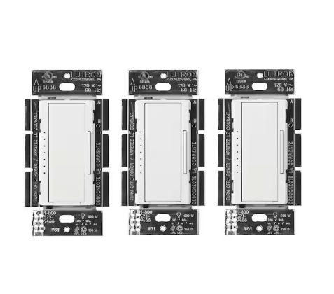 Maestro LED+ Dimmer Switch for Dimmable LED Bulbs, 150W/Single-Pole or Multi-Location, White (MACL-153MR-3-WH) (3-Pack)