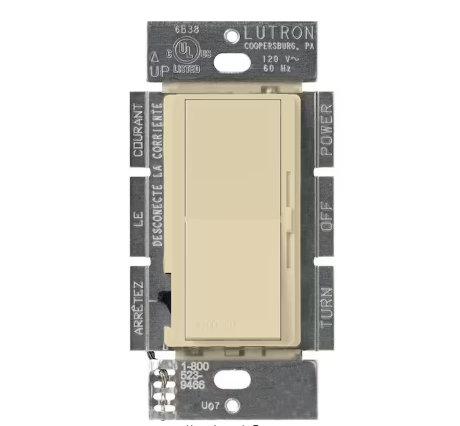 Diva Dimmer Switch for Incandescent and Halogen Bulbs, 1000-Watt/Single Pole, Ivory (DV-10P-IV)