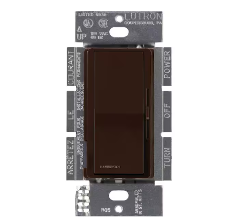 Diva Dimmer Switch for 0-10V LED/Fluourescent Fixtures, 8-Amp, Single-Pole or 3-Way, Brown (DVSTV-BR) - 91001399559