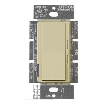 Diva Dimmer Switch for Electronic Low Voltage, 300-Watt/Single-Pole or 3-Way, Ivory (DVELV-303P-IV)