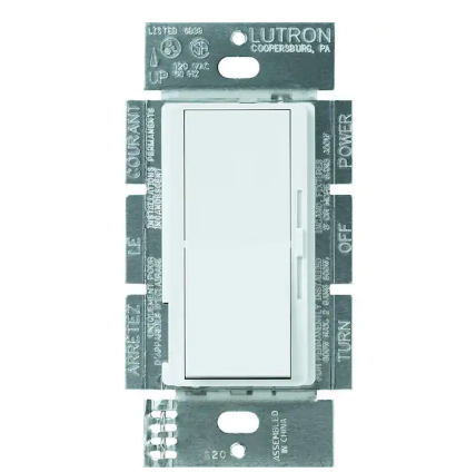 Diva Dimmer Switch for Electronic Low Voltage, 300-Watt/Single-Pole or 3-Way, White (DVELV-303P-WH)