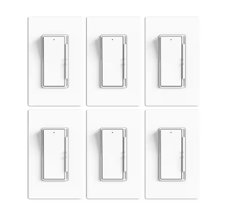 Slide 300-Watt Single Pole 3-Way Dimmer, Rocker Paddle, Wall Plate Included, White (6-Pack) - 91006206330