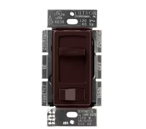 Skylark Contour Dimmer Switch with Preset for Incandescent Bulbs, 1000-Watt/Single-Pole or 3-Way, Brown (CT-103P-BR)