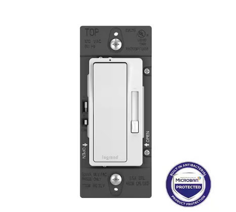 radiant Tru-Universal White 3-Way Decorator/Rocker Dimmer Switch with Microban Antimicrobial Protection - 91010046216