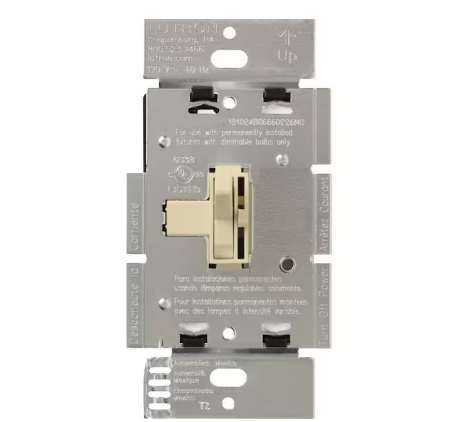Toggler Dimmer Switch for Incandescent and Halogen Bulbs, 1000-Watt, Single-Pole or 3-Way, Ivory (AY-103P-IV)