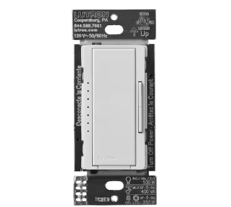 Maestro PRO LED+ Tap Dimmer Switch for 250W LED, 500W ELV, 400W MLV, Single Pole/Multi-Location, Palladium (MA-PRO-PD) - 91011224805