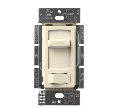 Skylark Contour Dimmer Switch with Preset for Incandescent Bulbs, 1000-Watt/Single-Pole or 3-Way, Almond (CT-103P-AL)