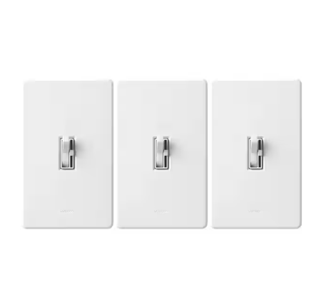 Toggler LED+ Dimmer Switch w/Wallplate for Dimmable LED Bulbs, 150W/Single-Pole or 3-Way, White (TGCL-3PKR-WHW)