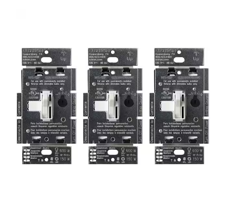 Toggler LED+ Dimmer Switch for Dimmable LED Bulbs, 150W LED/Single-Pole or 3-Way, White (TGCL-153PH-3-WH) (3-Pack)