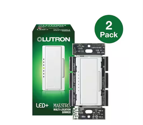 Maestro LED+ Dimmer Switch for Dimmable LED Bulbs, 150W/Single-Pole or Multi-Location, White (MACL-153MR-WH-2) (2-Pack)