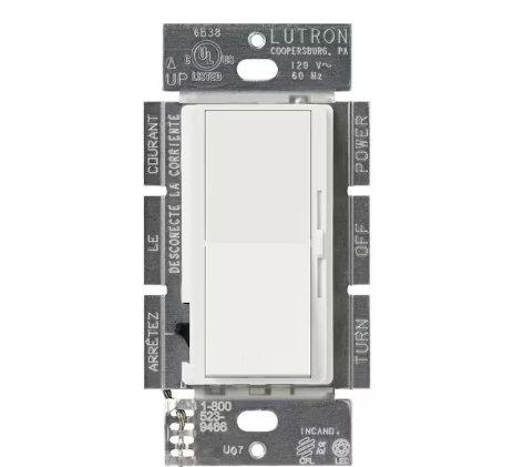 Diva LED+ Dimmer Switch for Dimmable LED and Incandescent Bulbs, 250-Watt/Single-Pole or 3-Way, Snow (DVSCCL-253P-SW)