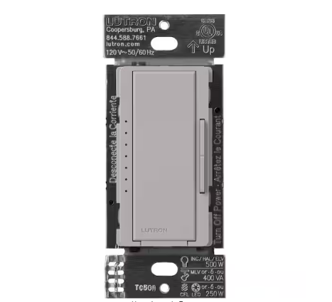 Maestro PRO LED+ Tap Dimmer Switch for 250W LED, 500W ELV, 400W MLV, Single Pole Multi-Location, Gray (MA-PRO-GR) - 91011224828