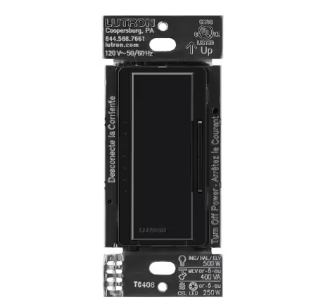 Maestro PRO LED+ Tap Dimmer Switch for 250W LED, 500W ELV, 400W MLV, Single Pole/Multi-Location, Black (MA-PRO-BL) - 91011224794