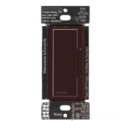 Maestro PRO LED+ Tap Dimmer Switch for 250W LED, 500W ELV, 400W MLV, Single Pole/Multi-Location, Brown (MA-PRO-BR) - 91011224820
