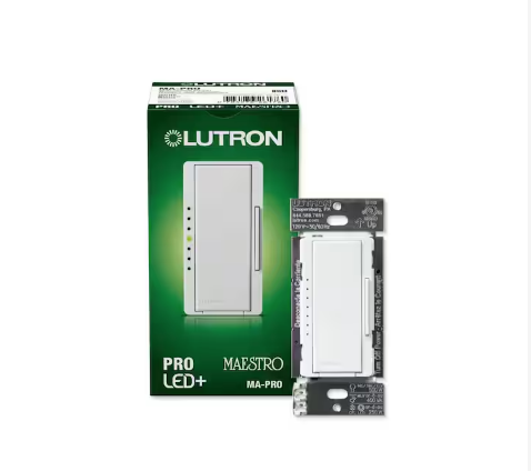 Maestro PRO LED+ Tap Dimmer Switch for 250W LED, 500W ELV, 400W MLV, Single Pole/Multi-Location, White (MA-PRO-WH) - 91011224790