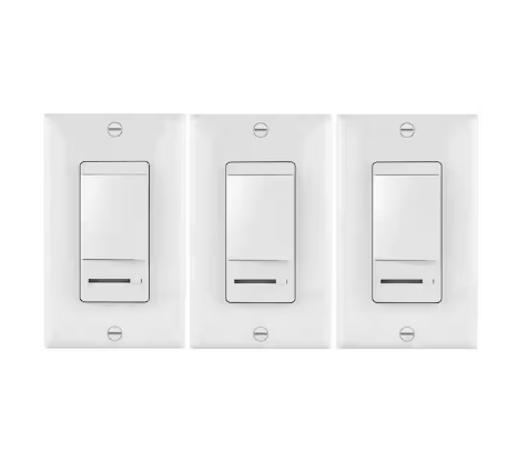 LED Dimmer Switch, for Dimmable LED Incandescent and Halogen Bulbs, Single Pole or 3 Way with Wall Plates, White(3-Pack) - 91006809584