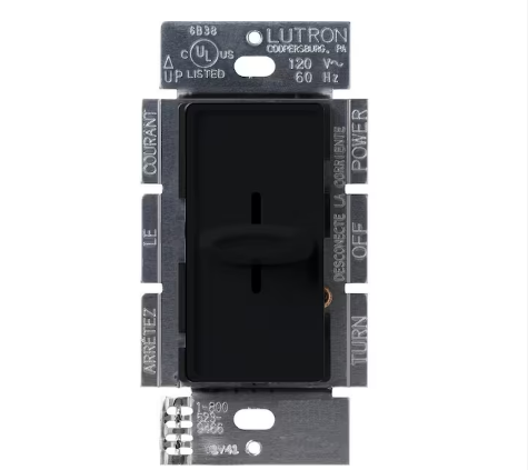 Skylark Dimmer Switch, Slide-to-Off, 1000-Watt Incandescent/Single-Pole, Black (S-1000-BL)