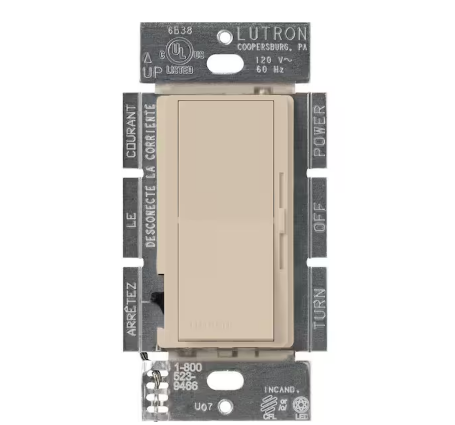 Diva LED+ Dimmer Switch for Dimmable LED and Incandescent Bulbs, 250-Watt/Single-Pole or 3-Way, Taupe (DVSCCL-253P-TP)