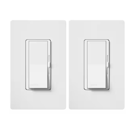 Diva LED+ Dimmer Switch w/Wallplate for Dimmable LED Bulbs, 150-Watt/Single-Pole or 3-Way, White (DVWCL-2PK-WH) (2-Pack)