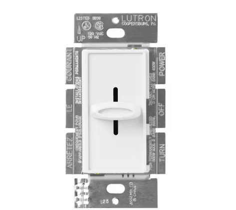 Skylark Dimmer Switch, Slide-to-Off, 1000-Watt Incandescent/Single-Pole, White (S-1000-WH)