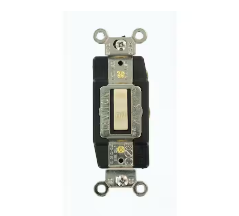 15 Amp Industrial Grade Heavy Duty Single-Pole Double-Throw Center-OFF Maintained Contact Toggle Switch, Ivory
