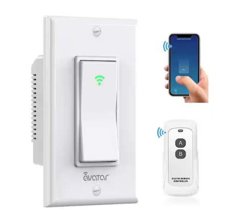 Smart Single-Pole Rocker Switch with Wi-Fi Control and Bluetooth Remote(1-Pack) - 91006560686