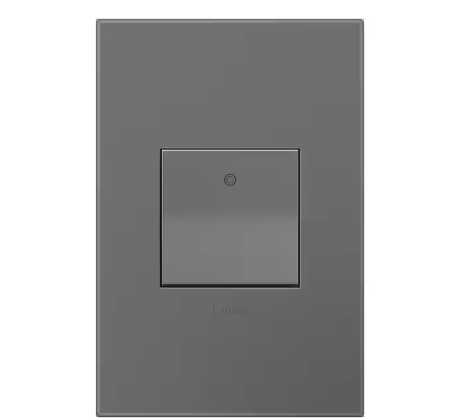 adorne Paddle 15 Amp Single Pole/3-Way Decorator Switch with Wall Plate with Microban, Magnesium - 91004633526