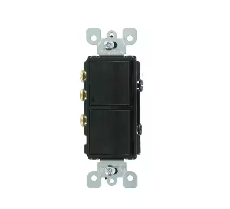 15 Amp Decora Commercial Grade Combination Single Pole Rocker Switch/3-Way Rocker Switch, Black
