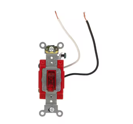 20 Amp Industrial Grade Heavy Duty 3-Way Pilot Light Toggle Switch, Red