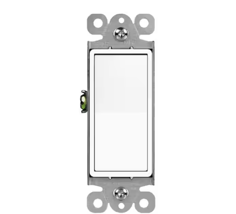 15 Amp Single Pole Decorator Paddle Rocker Light Switch with Wall Plates, White (3-Pack) - 91008091342