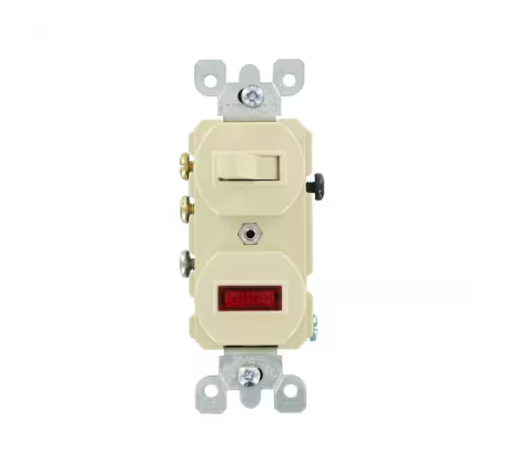 15 Amp Commercial Grade Combination 3-Way Toggle Switch/Pilot Light, Ivory