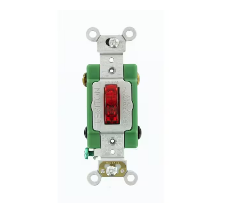 30 Amp Industrial Grade Heavy Duty Double-Pole Pilot Light Toggle Switch, Red