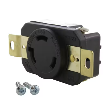 30A, 277V, Single NEMA L7-30R Flush Mounting Locking Industrial Grade Receptacle - 91004853580