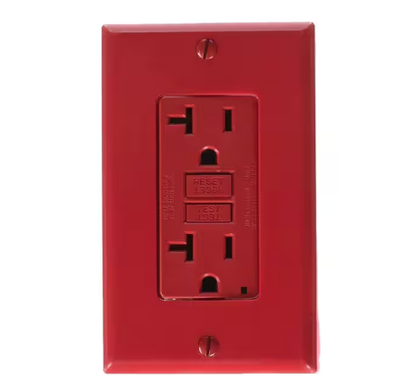 20 Amp Self-Test SmartlockPro Slim Duplex GFCI Outlet, Red